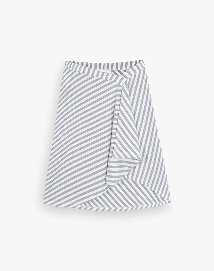 Image of Esmeray Midi Skirt in Rayon Jersey Grey and White Stripes
