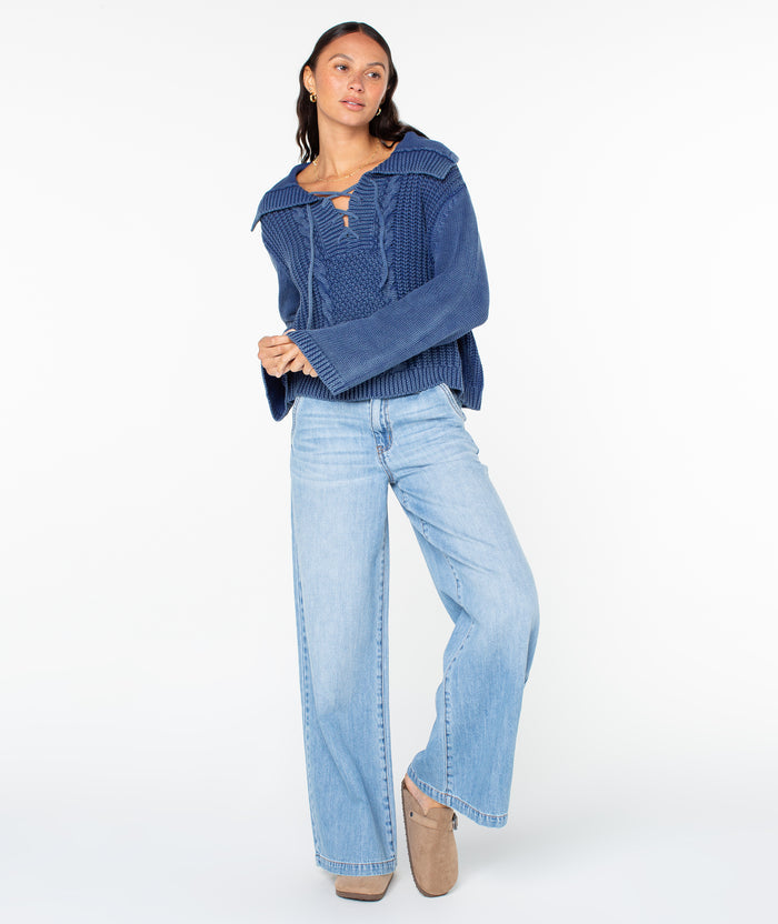 Fair Winds Long Sleeve - Mazzarine Blue Solid - Roxy