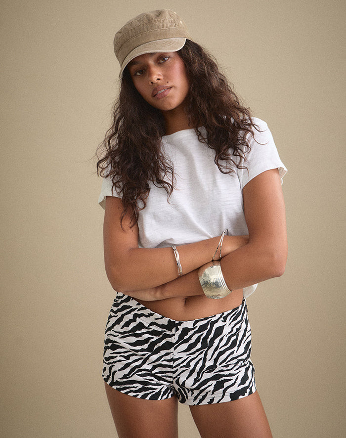 Image of Falon Short in 90s Zebra Twill Black