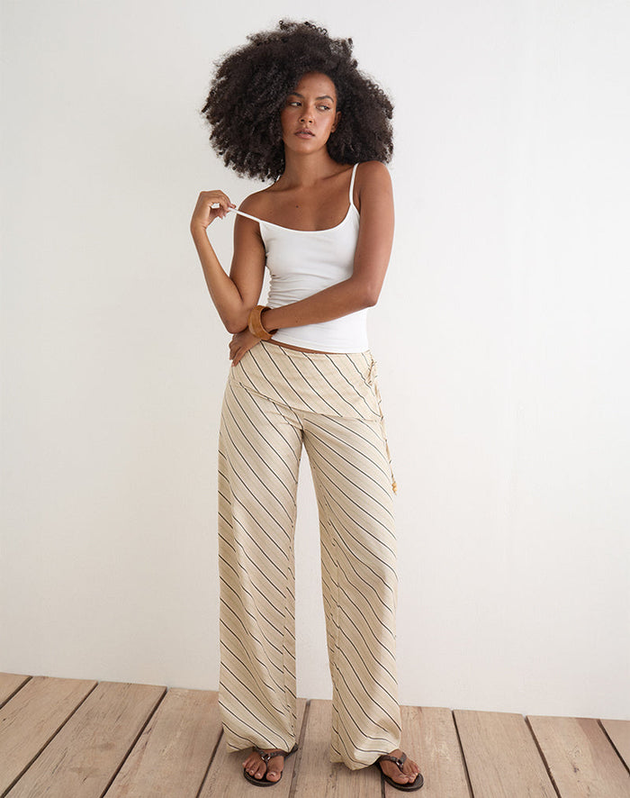 Image of Faria Trouser in Tilt Lines Beige