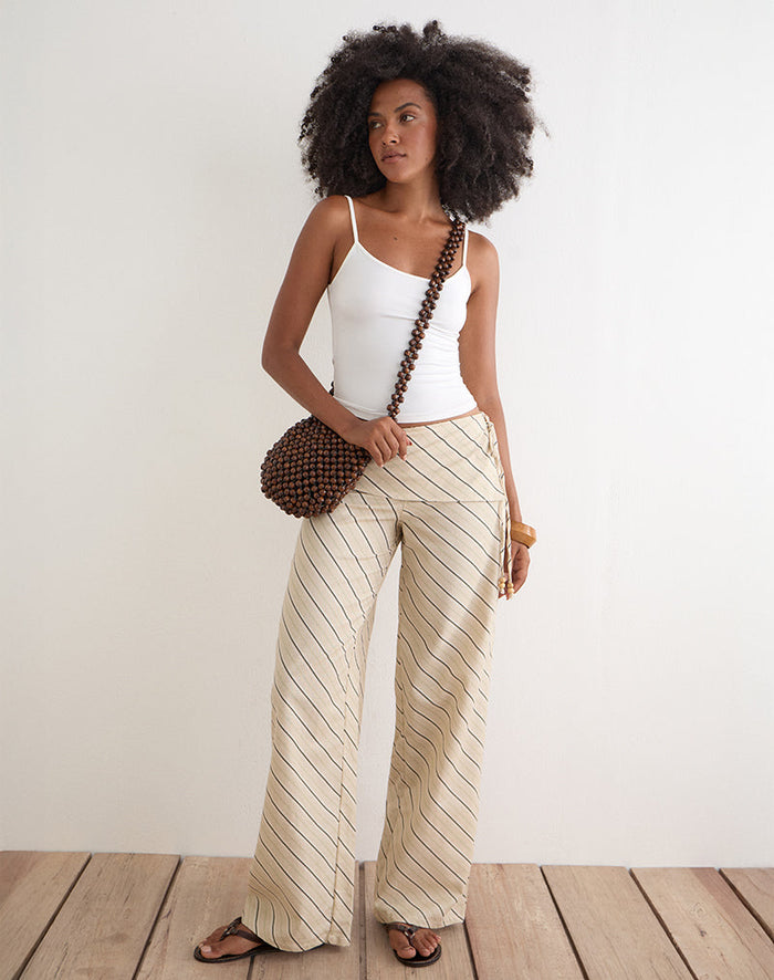 Image of Faria Trouser in Tilt Lines Beige