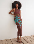 Image of Fay Midi Dress in Brown with Blue Desert Rose