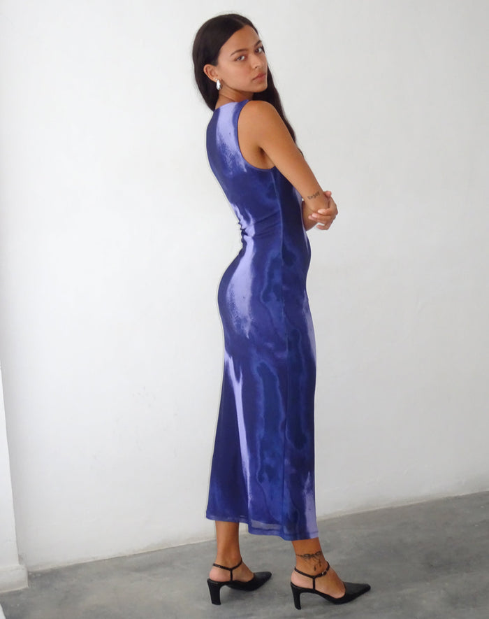 Image of Fayola Printed Maxi Dress in Watercolour Navy