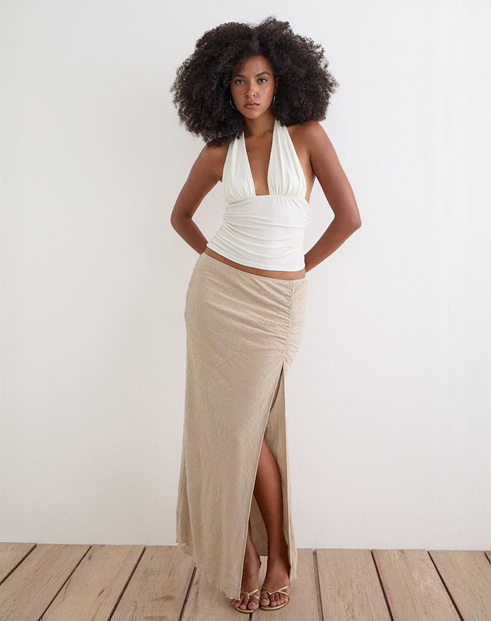 Image of Franda Maxi Skirt in Moss Petal Coconut Milk