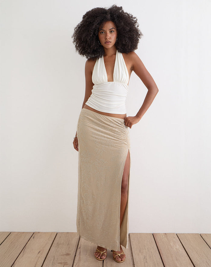 Image of Franda Maxi Skirt in Moss Petal Coconut Milk