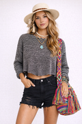 Fringe-Trim Open-Back Bolero Sweater