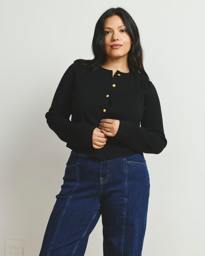 Gabrielle Button-Front Cardigan - Black | Plus Size & Straight Size Women's Fashion | Universal Standard