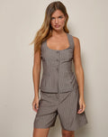 Image of Ganita Vest in Pinstripe Brown