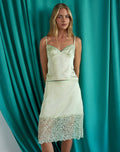 Image of Garula Skirt in Satin Sage with Lace Trim