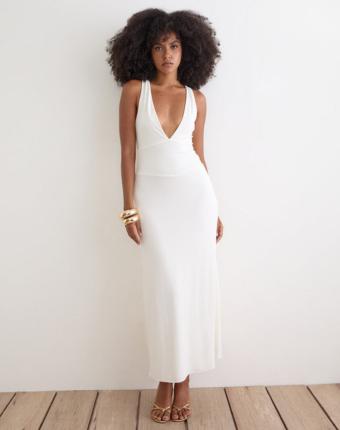 Image of Georgina Maxi Dress in Cupro Off White