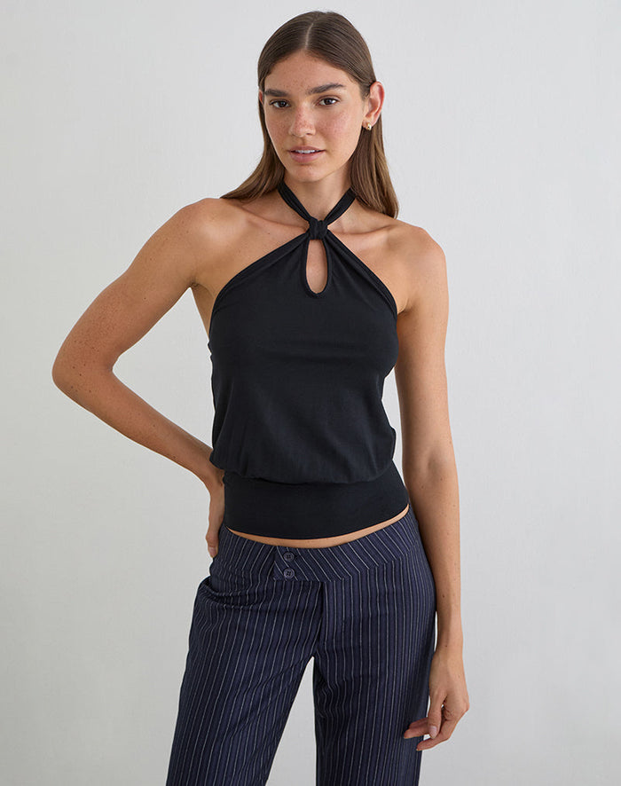 Image of Giunea Knot Halterneck Top in Black