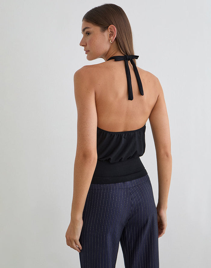 Image of Giunea Knot Halterneck Top in Black
