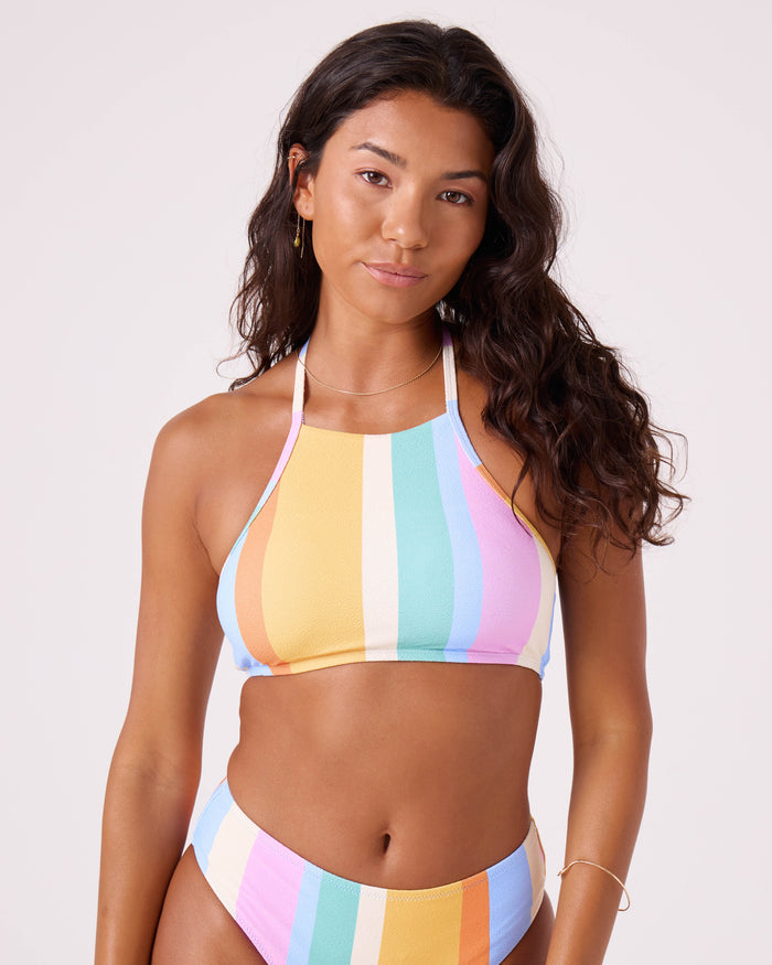 Go My Way High Neck Bikini Top - Colorblock Multi - Roxy