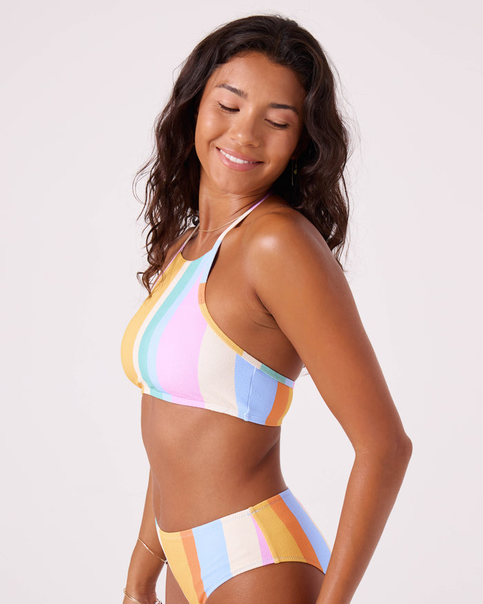 Go My Way High Neck Bikini Top - Colorblock Multi - Roxy