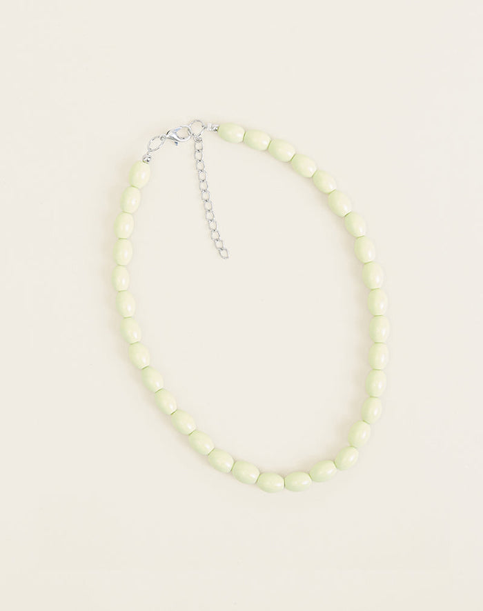 Image of Green Glass Beaded Silver Plated Necklace