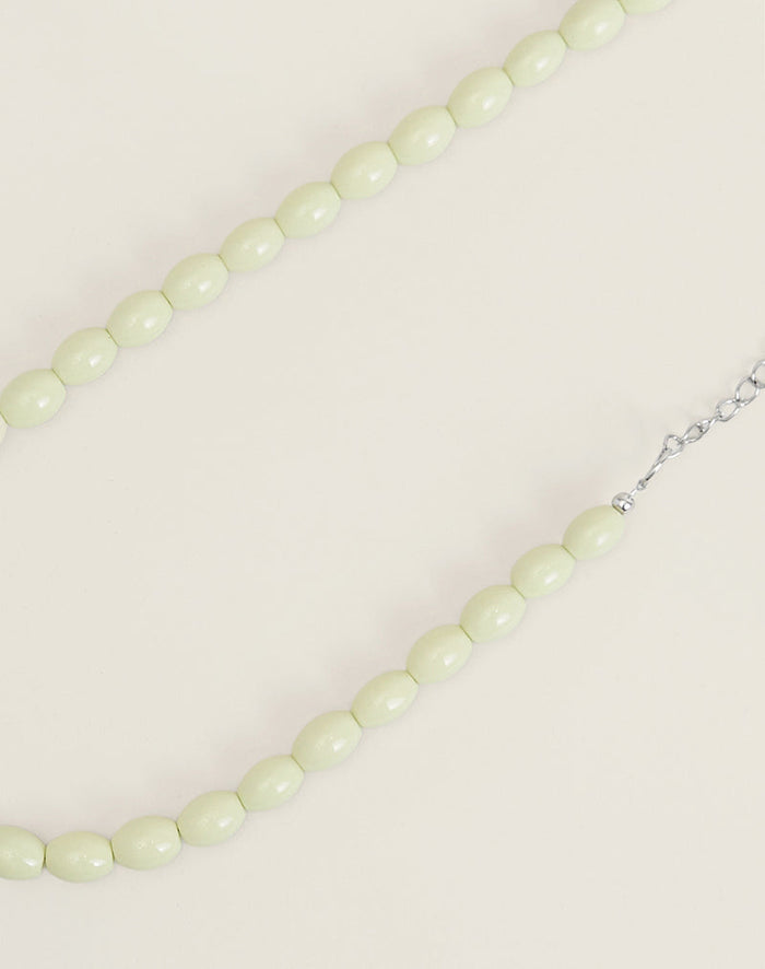 Image of Green Glass Beaded Silver Plated Necklace