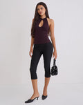 Image of Gretita High Neck Top in Jersey Redwood