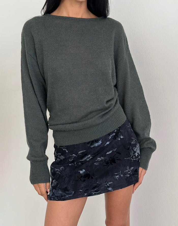 Image of Grisha Long Sleeve Knit Top in Grey Smokey Green