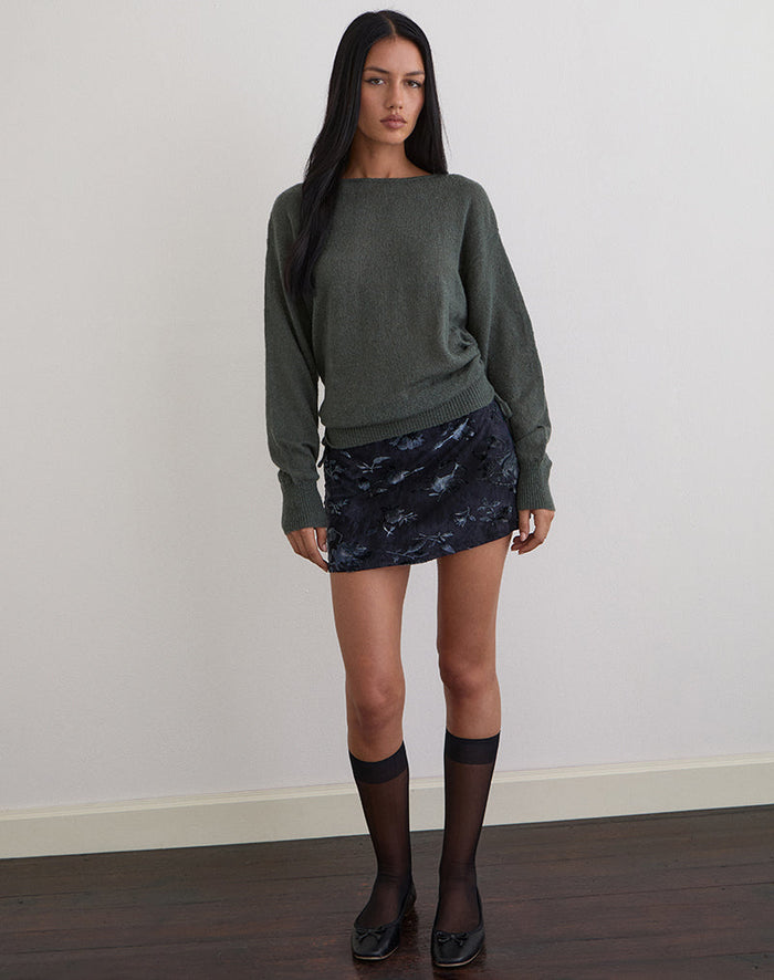 Image of Grisha Long Sleeve Knit Top in Grey Smokey Green