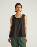 Henley Linen Blend Tank - Black | Plus Size & Straight Size Women's Fashion | Universal Standard