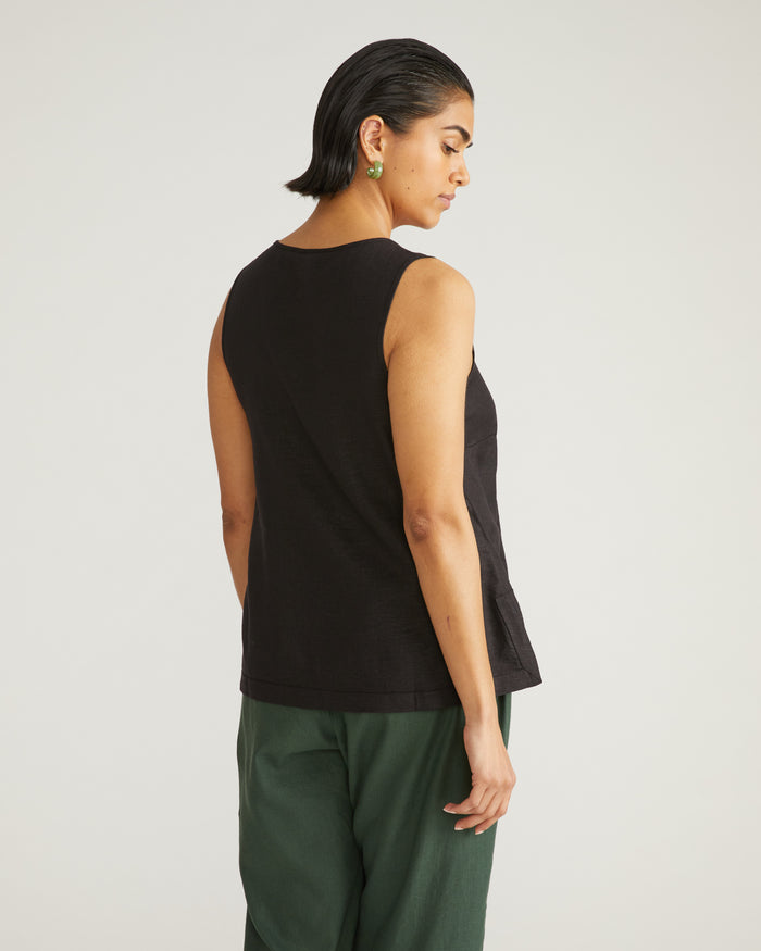 Henley Linen Blend Tank - Black | Plus Size & Straight Size Women's Fashion | Universal Standard