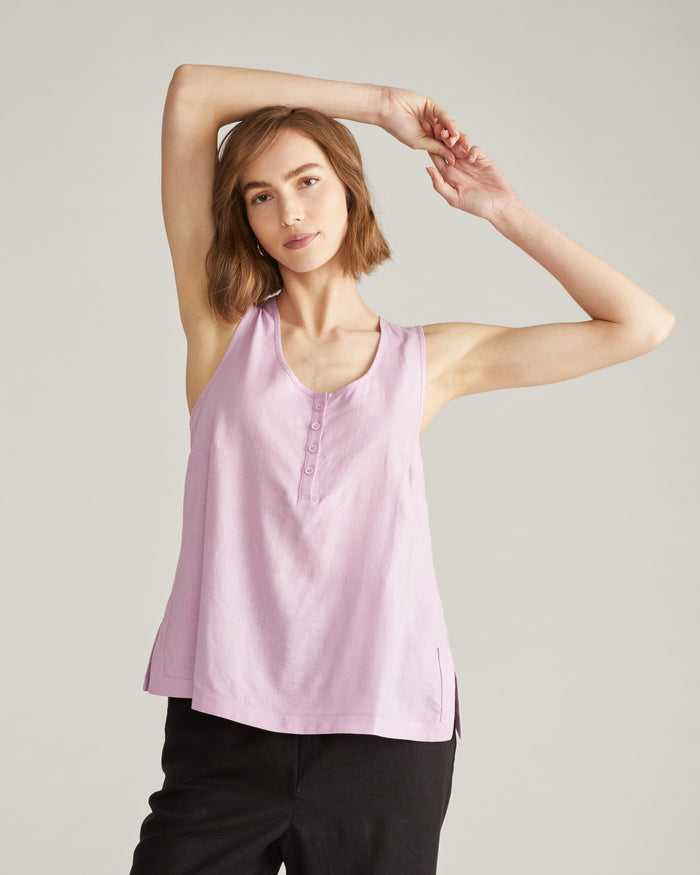 Henley Linen Blend Tank - Lilac | Plus Size & Straight Size Women's Fashion | Universal Standard