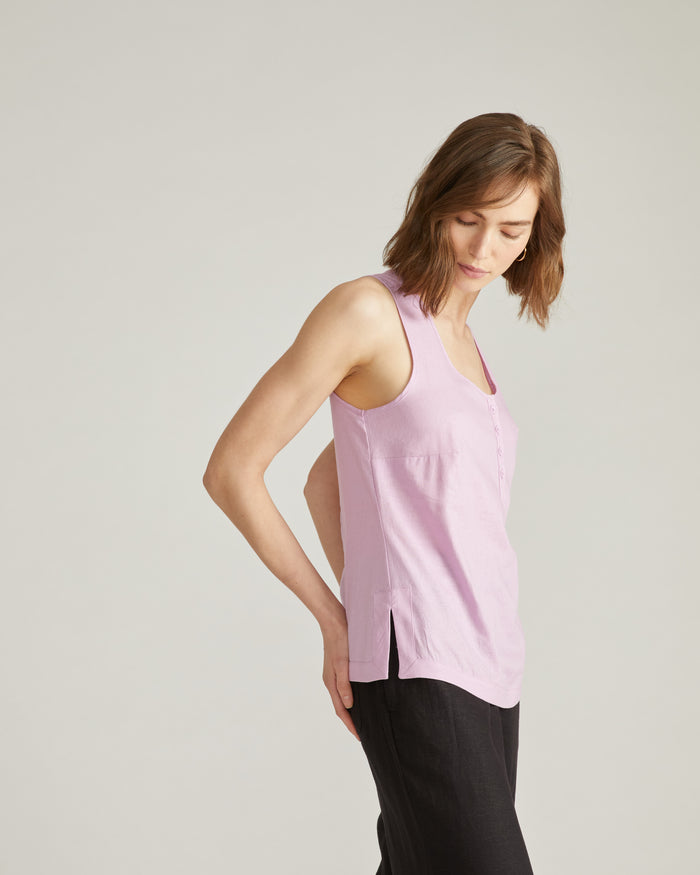 Henley Linen Blend Tank - Lilac | Plus Size & Straight Size Women's Fashion | Universal Standard