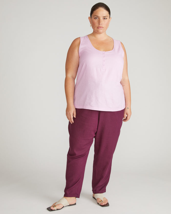 Henley Linen Blend Tank - Lilac | Plus Size & Straight Size Women's Fashion | Universal Standard