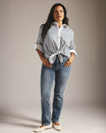 Henning x US Madison Shirt - Blue Stripe with Contrast White | Plus Size & Straight Size Women's Fashion | Universal Standard