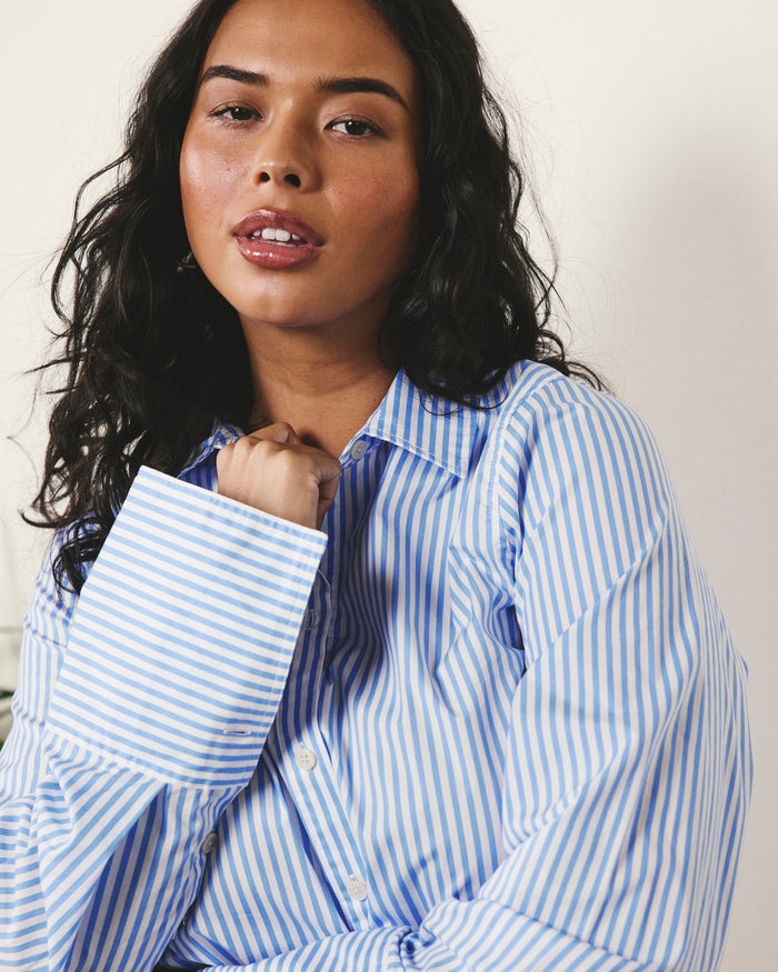 Henning x US Madison Shirt - Blue/White Stripe | Plus Size & Straight Size Women's Fashion | Universal Standard