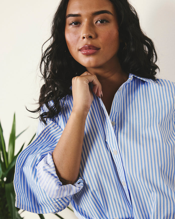 Henning x US Madison Shirt - Blue/White Stripe | Plus Size & Straight Size Women's Fashion | Universal Standard