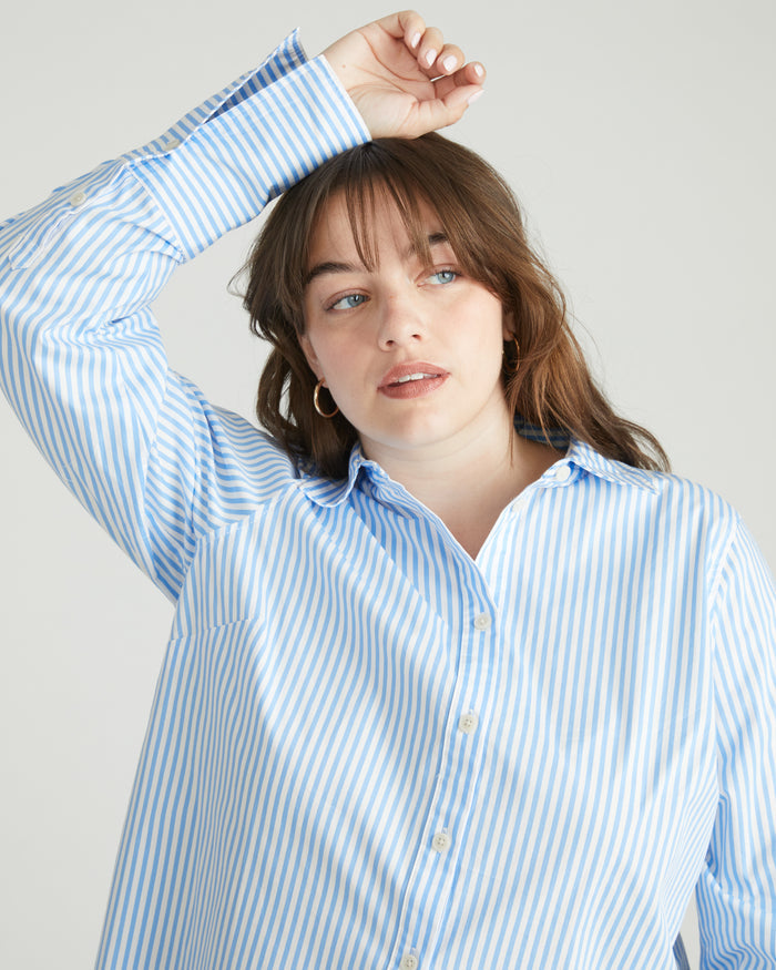 Henning x US Madison Shirt - Blue/White Stripe | Plus Size & Straight Size Women's Fashion | Universal Standard