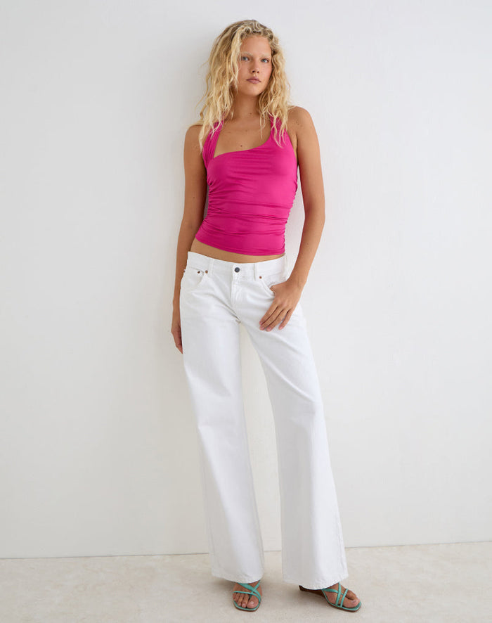 Image of Hezlin Halterneck Top in Milk Silk Hot Pink
