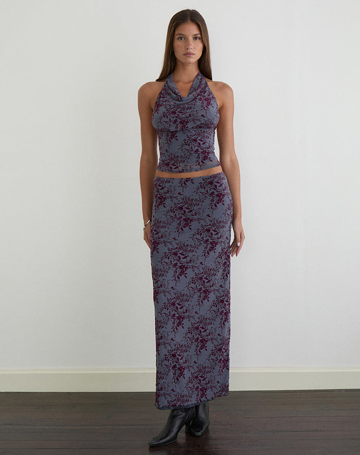 Image of Hineba Top in Fine Leaf Flock Smoke Grey