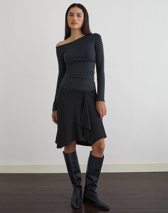 Image of Hoang Slouch Top in Oblique Stripe Ocean Storm