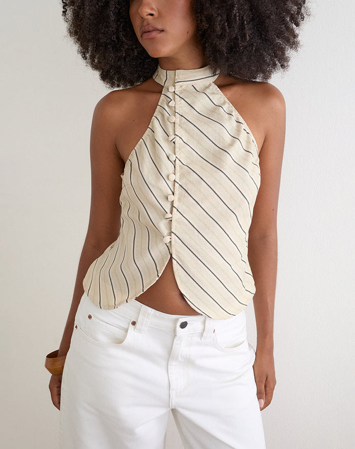 Image of Iggya Top in Tilt Lines Beige