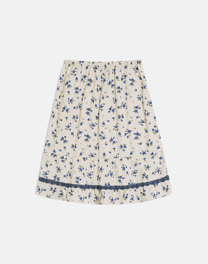 Image of Ilaria Midi Skirt in Ditsy Leaf Rose Navy