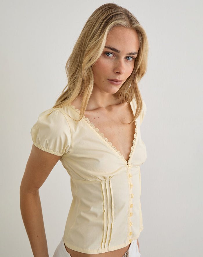 Image of Ilias Corset Top in Poplin Buttermilk