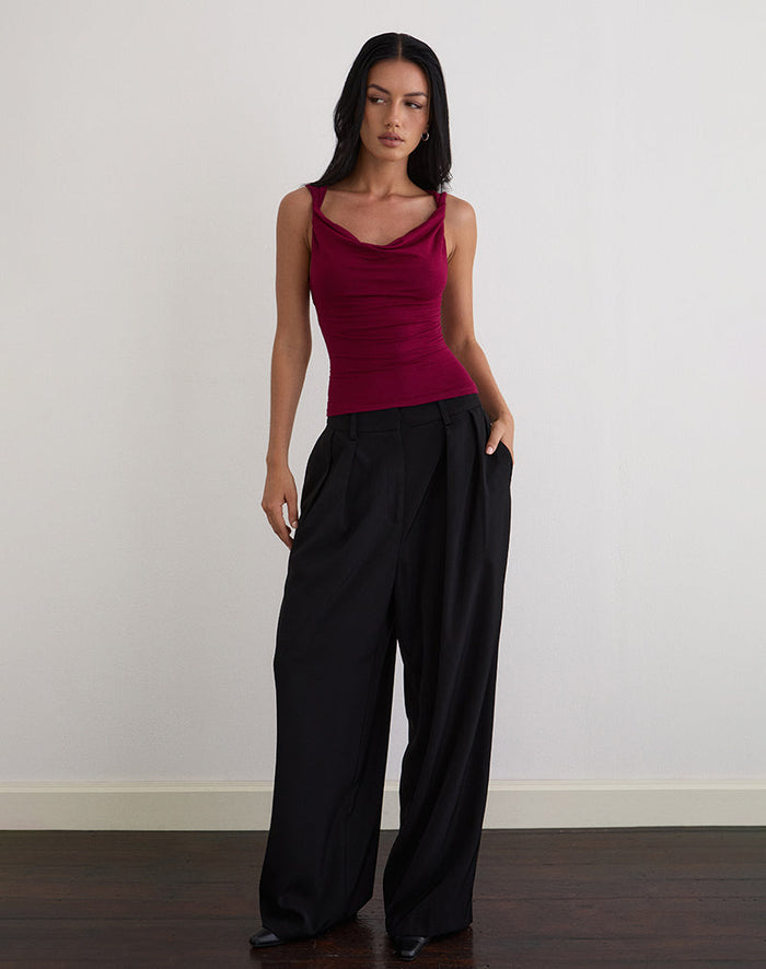 Image of Imrie Open Back Top in Rayon Jersey Burgundy