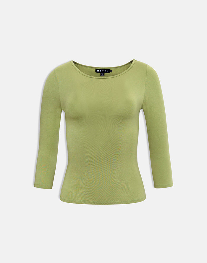 Image of Ione Quarter Sleeve Top in Apple Green