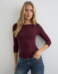 Image of Ione Quarter Sleeve Top in Dark Plum