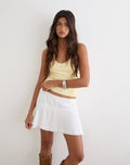 Image of Ira Asymmetric Mini Skirt in Crinkle Off White
