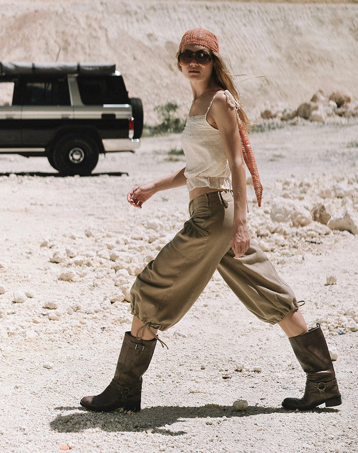 Image of Iria Cargo Capri Trouser in Twill Khaki