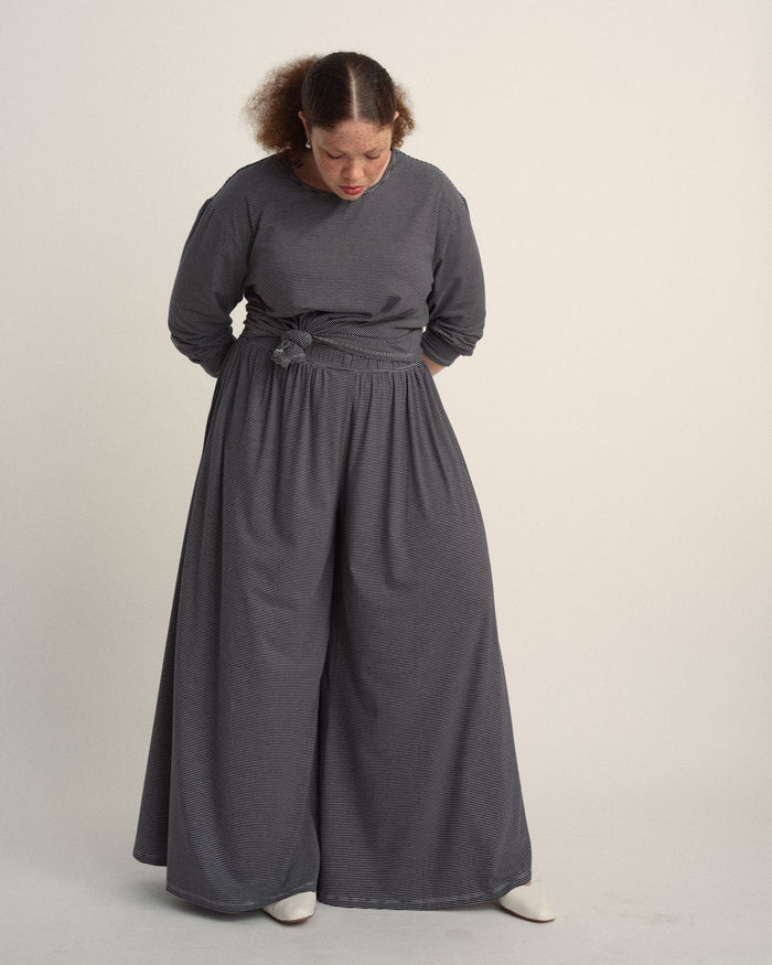 Isadora Wide Leg Lounge Pants - Fine Stripe in Navy/White | Plus Size & Straight Size Women's Fashion | Universal Standard