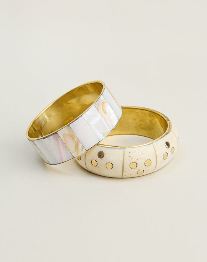 Image of Ivory and Gold Bangle Set