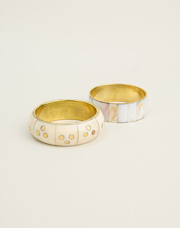 Image of Ivory and Gold Bangle Set