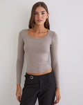 Image of Janana Long Sleeve Top in Cotton Moon Rock