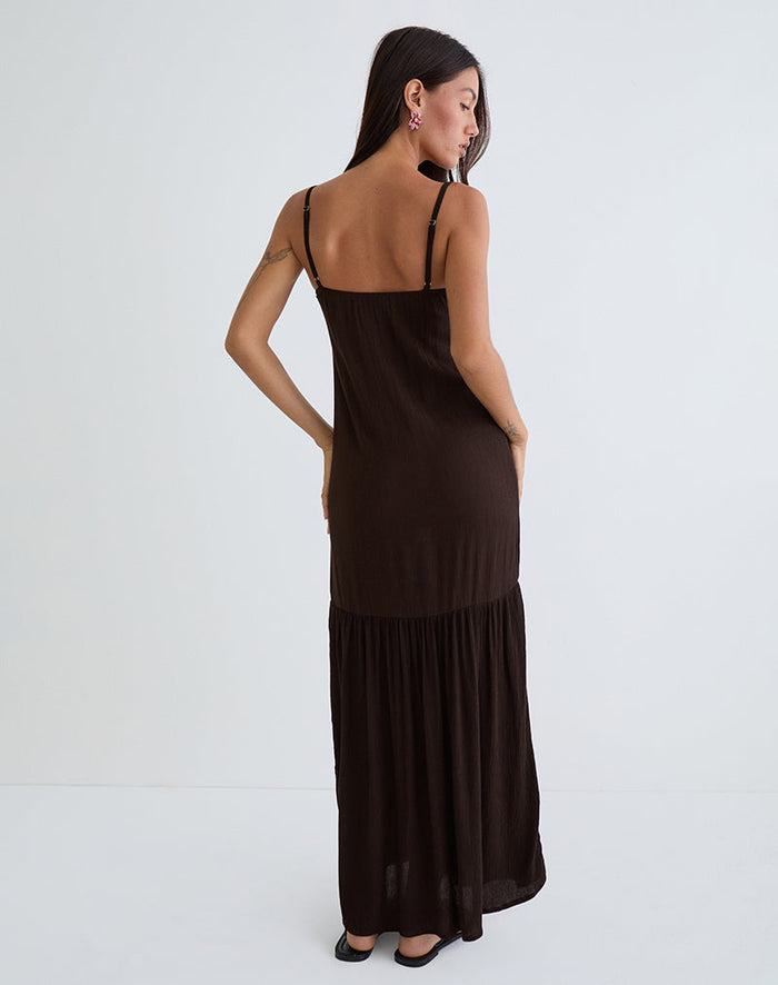 Image of Jenesis Maxi Dress in Crinkle Bitter Chocolate