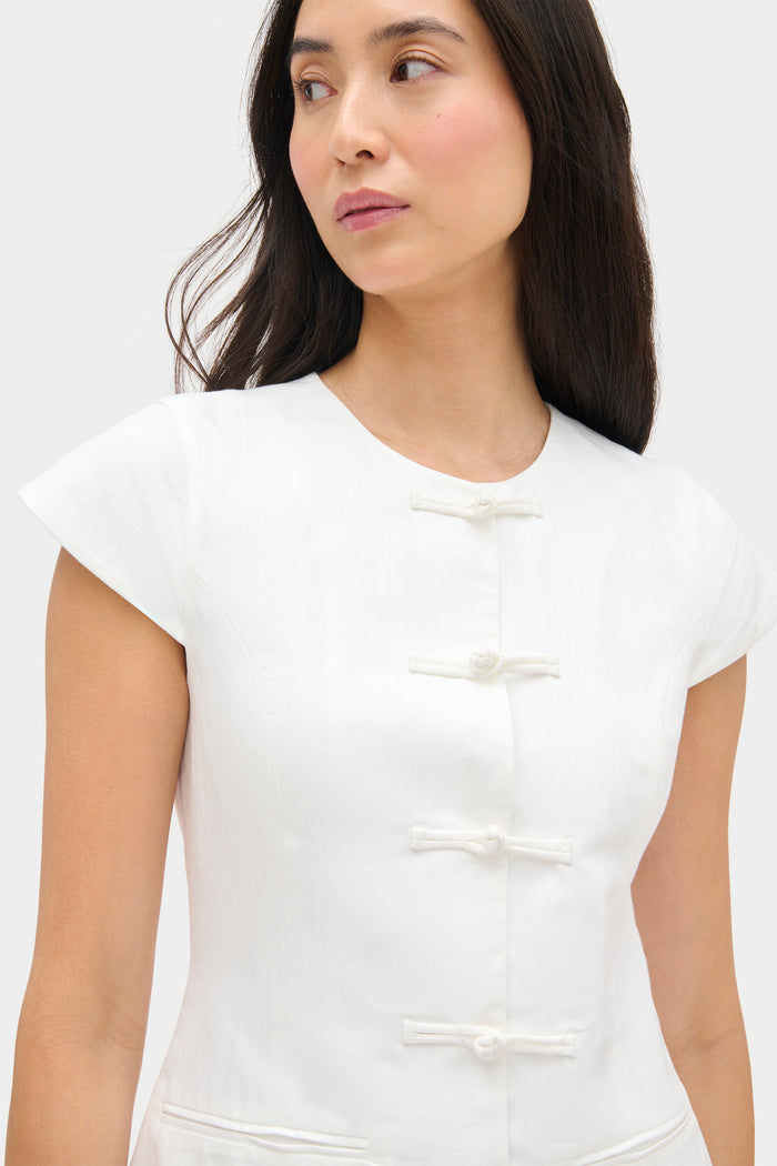 Jennie Cap Sleeve Linen Dress