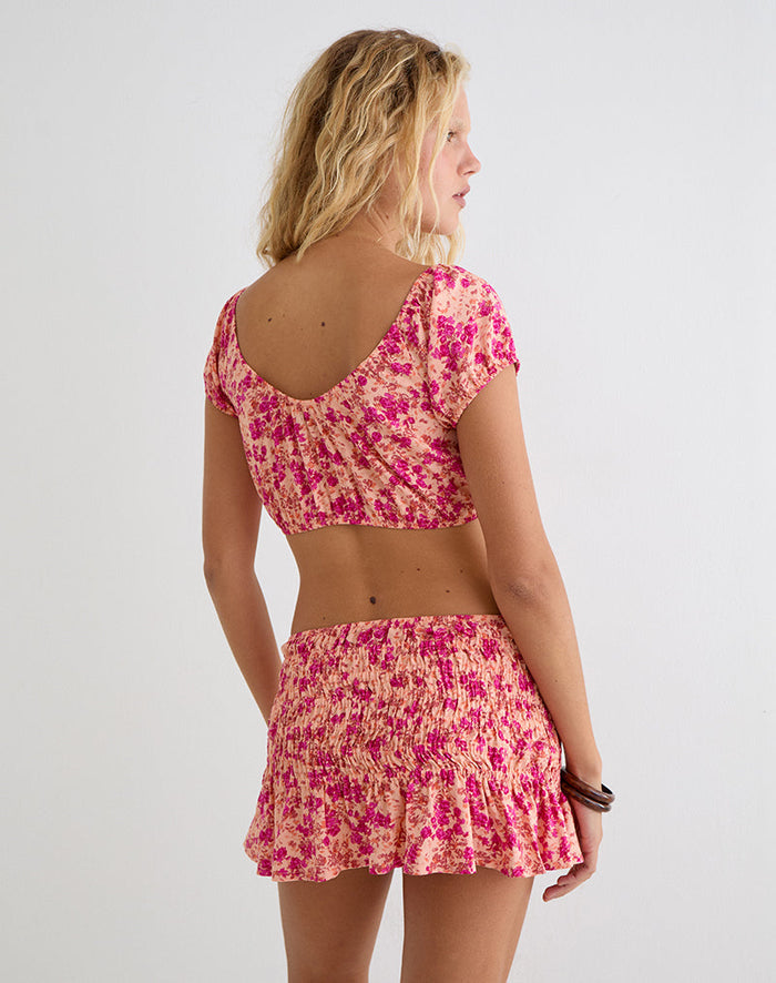 Image of Jiha Top in Dark Wild Flower Cantaloupe